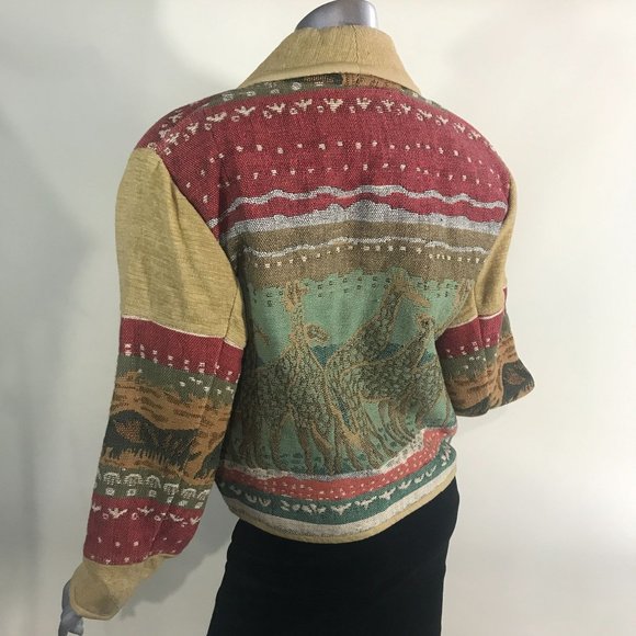 Anu by Natural Women's Small Jacket Knit Cardigan Blazer On Button Animal Detail - Picture 13 of 16